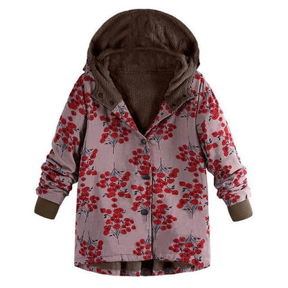 Winter Coat, Floral, Loose Plus Size Coat - Women Coat - LeStyleParfait