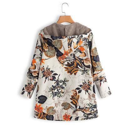 Winter Coat, Floral, Loose Plus Size Coat - Women Coat - LeStyleParfait