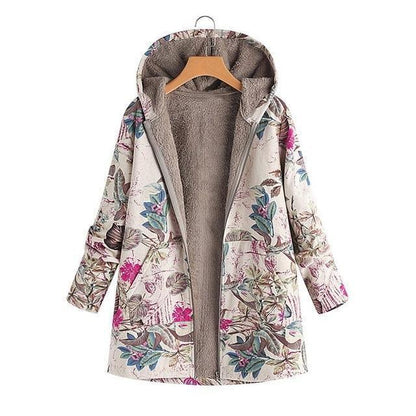 Winter Coat, Floral, Loose Plus Size Coat - Women Coat - LeStyleParfait