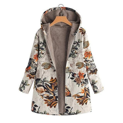 Winter Coat, Floral, Loose Plus Size Coat - Women Coat - LeStyleParfait