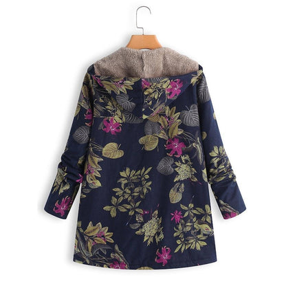 Winter Coat, Floral, Loose Plus Size Coat - Women Coat - LeStyleParfait