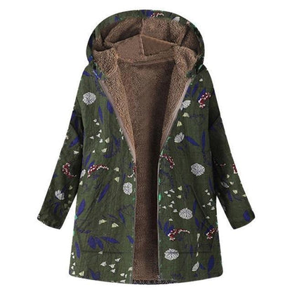 Winter Coat, Floral, Loose Plus Size Coat - Women Coat - LeStyleParfait