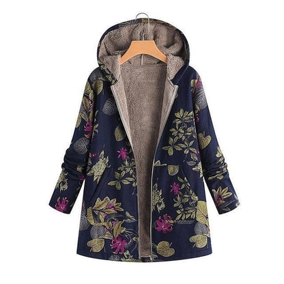 Winter Coat, Floral, Loose Plus Size Coat - Women Coat - LeStyleParfait