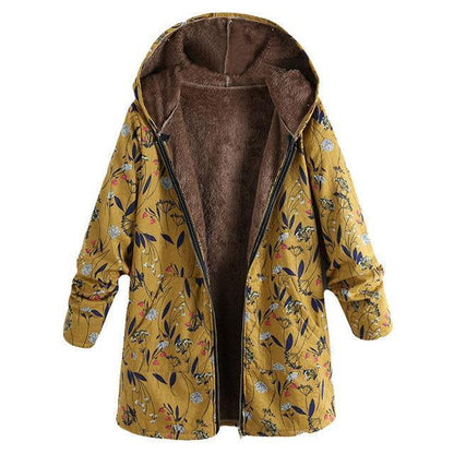 Winter Coat, Floral, Loose Plus Size Coat - Women Coat - LeStyleParfait