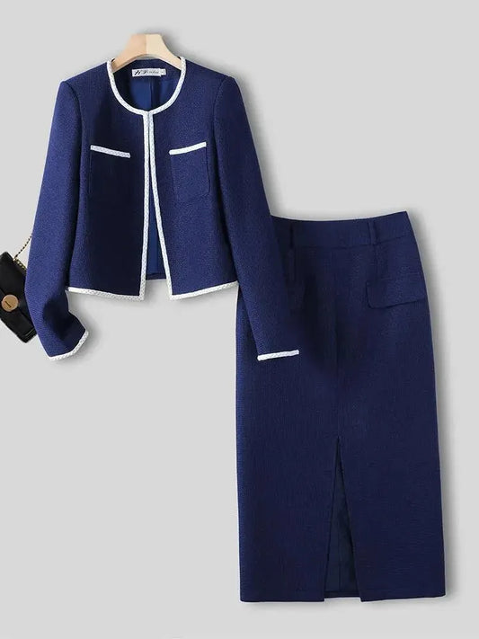 Winter Women Skirt Suit, Long With Front Slit - Skirt Suit - LeStyleParfait