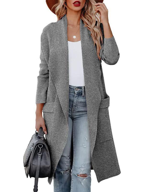 Women Casual Long Slim Woolen Overcoat-Woolen Overcoat-LeStyleParfait