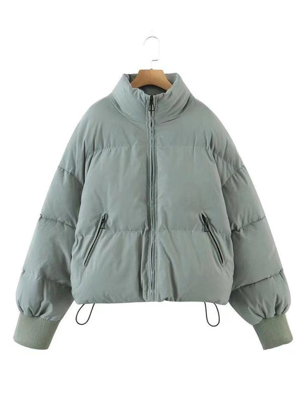 Women Casual Stand Collar Puffer Jacket-Puffer Jacket-LeStyleParfait