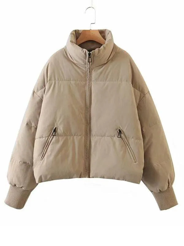 Women Casual Stand Collar Puffer Jacket - Puffer Jacket - LeStyleParfait