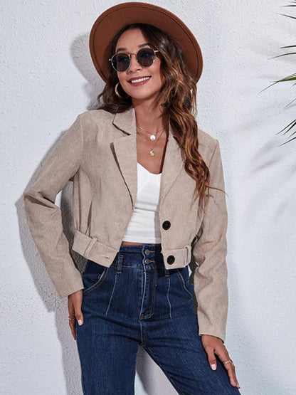 Women Corduroy Crop Jacket-Crop Jacket-LeStyleParfait