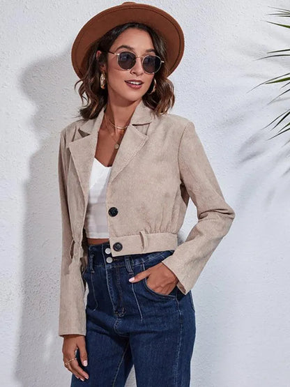 Women Corduroy Crop Jacket - Crop Jacket - LeStyleParfait