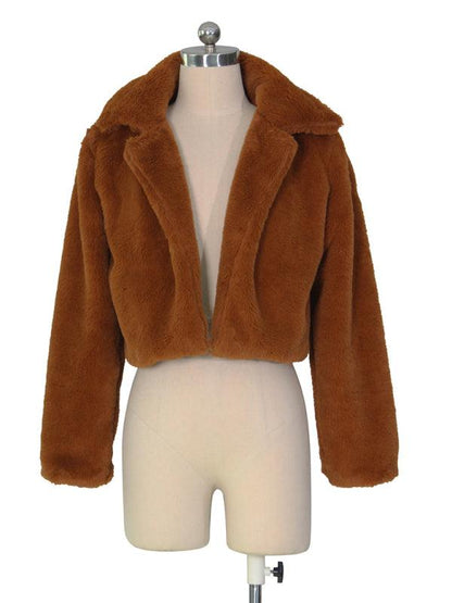 Women Crop Fur Coat-Crop Fur Coat-LeStyleParfait