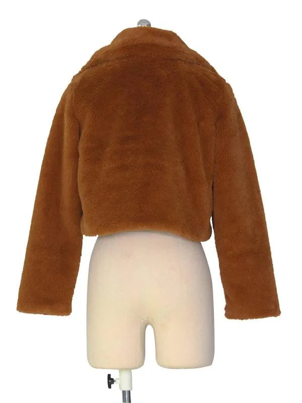 Women Crop Fur Coat - Crop Fur Coat - LeStyleParfait