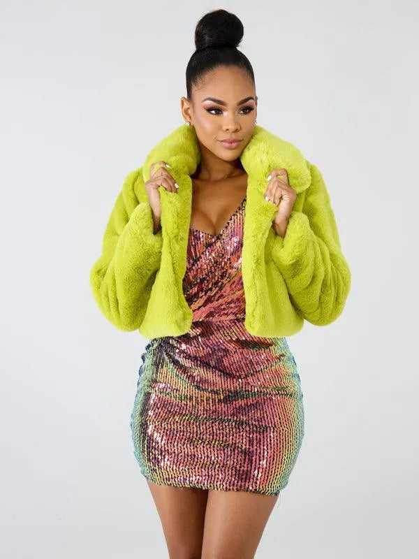 Women Crop Fur Coat - Crop Fur Coat - LeStyleParfait