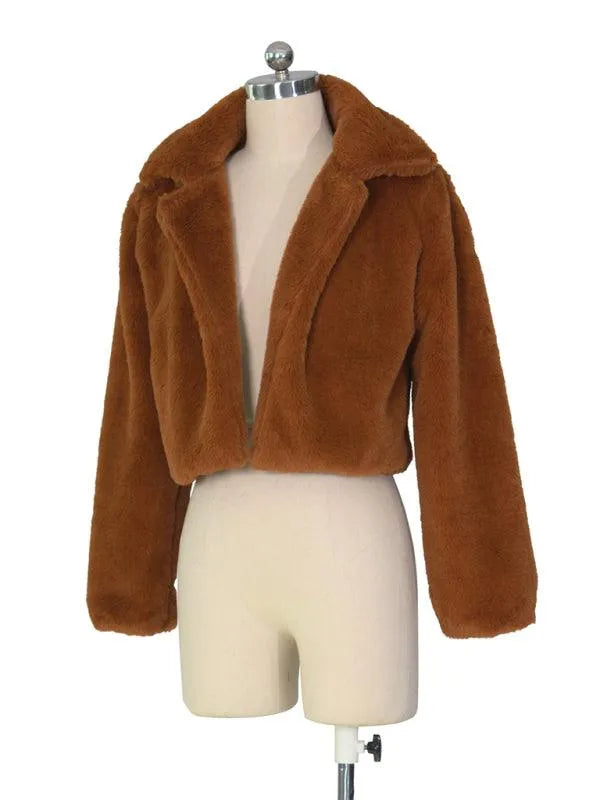 Women Crop Fur Coat - Crop Fur Coat - LeStyleParfait