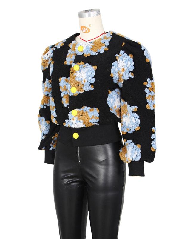 Women Embroidered Flower Short Jacket-Crop Jacket-LeStyleParfait