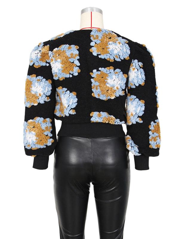 Women Embroidered Flower Short Jacket-Crop Jacket-LeStyleParfait