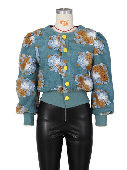 Women Embroidered Flower Short Jacket-Crop Jacket-LeStyleParfait