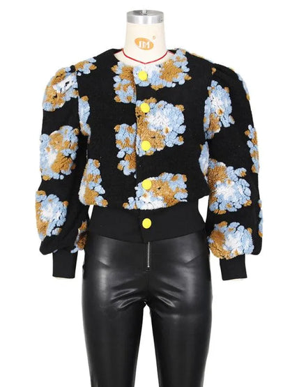 Women Embroidered Flower Short Jacket - Crop Jacket - LeStyleParfait