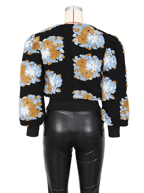 Women Embroidered Flower Short Jacket - Crop Jacket - LeStyleParfait