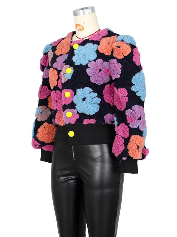 Women Embroidered Flower Short Jacket - Crop Jacket - LeStyleParfait