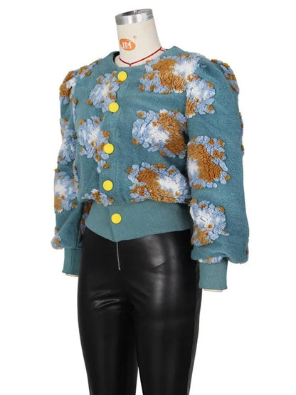 Women Embroidered Flower Short Jacket - Crop Jacket - LeStyleParfait