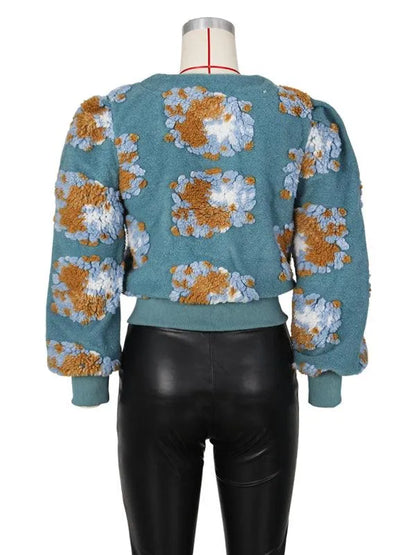 Women Embroidered Flower Short Jacket - Crop Jacket - LeStyleParfait