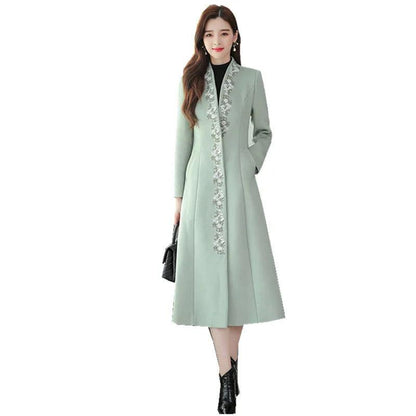 Women Embroidered Woolen Overcoat - Overcoat - LeStyleParfait