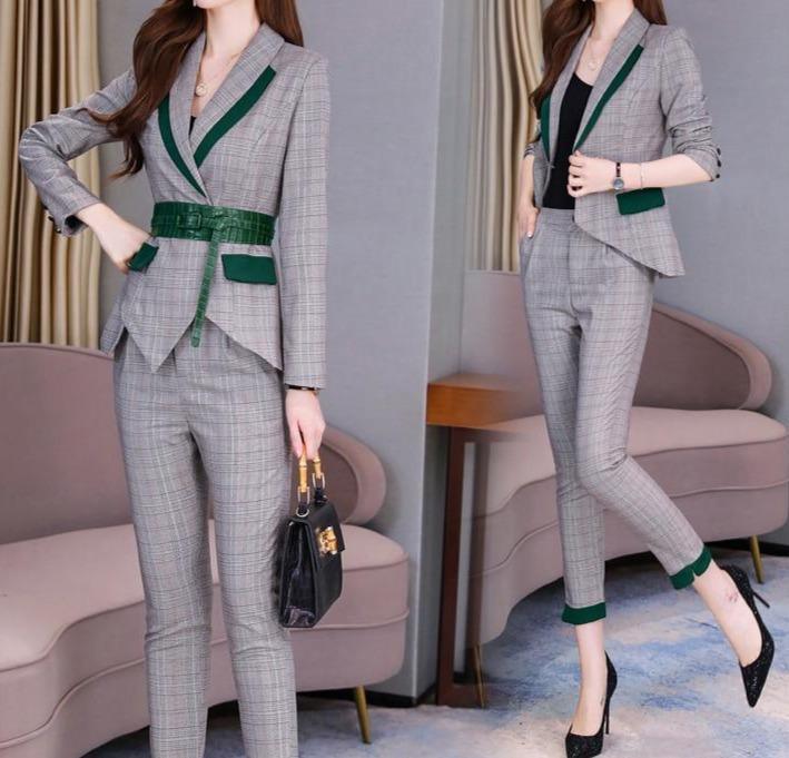 Women Plaid Capri Pantsuits - Pantsuit - LeStyleParfait