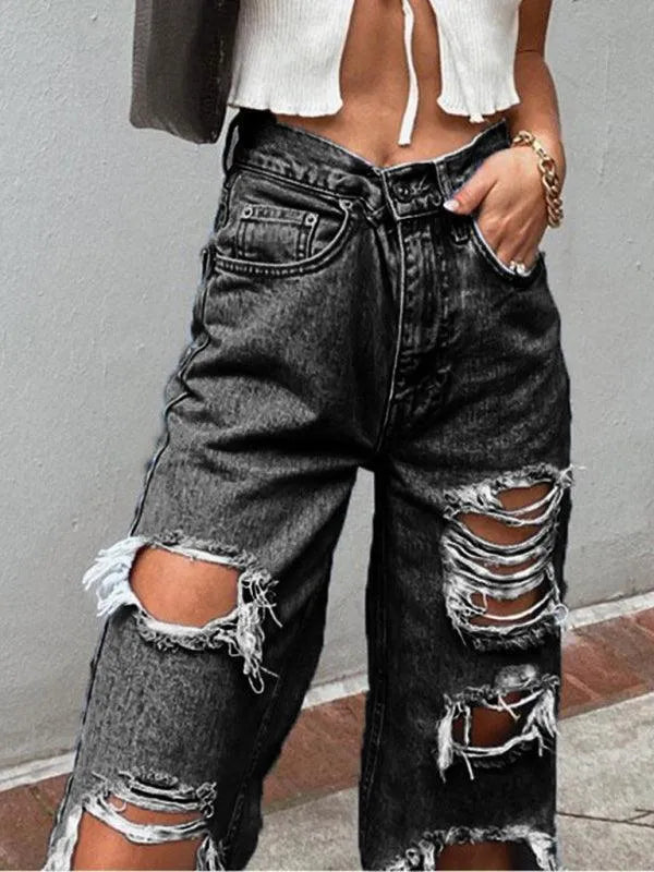 Women Ripped Baggy Jeans - Women Jeans - LeStyleParfait