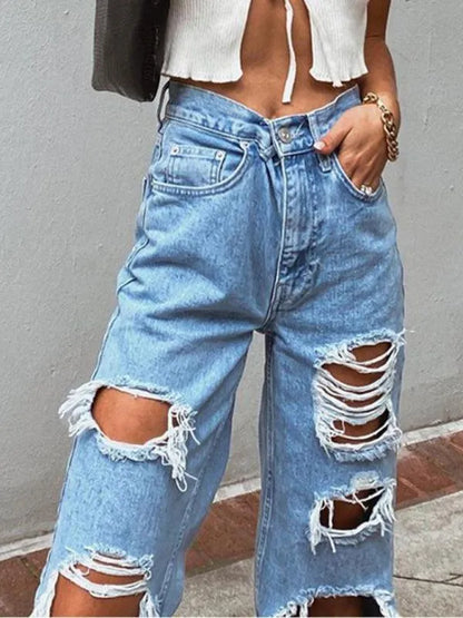 Women Ripped Baggy Jeans - Women Jeans - LeStyleParfait