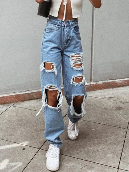 Women Ripped Baggy Jeans - Women Jeans - LeStyleParfait