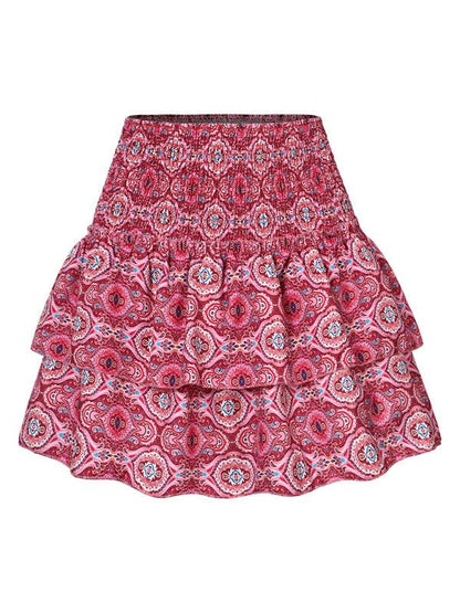 Women's Fashion Ruffled Floral Half-length Pleated Skirt - - LeStyleParfait