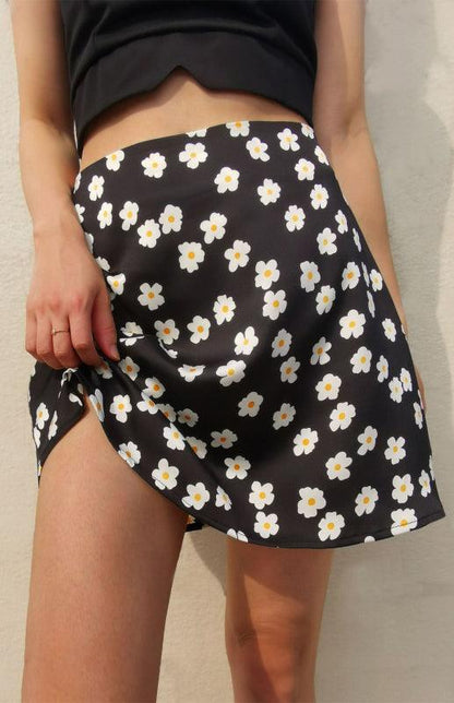 Women's High Waist Satin Print A Fashion Sexy Half-Body Skirt - - LeStyleParfait