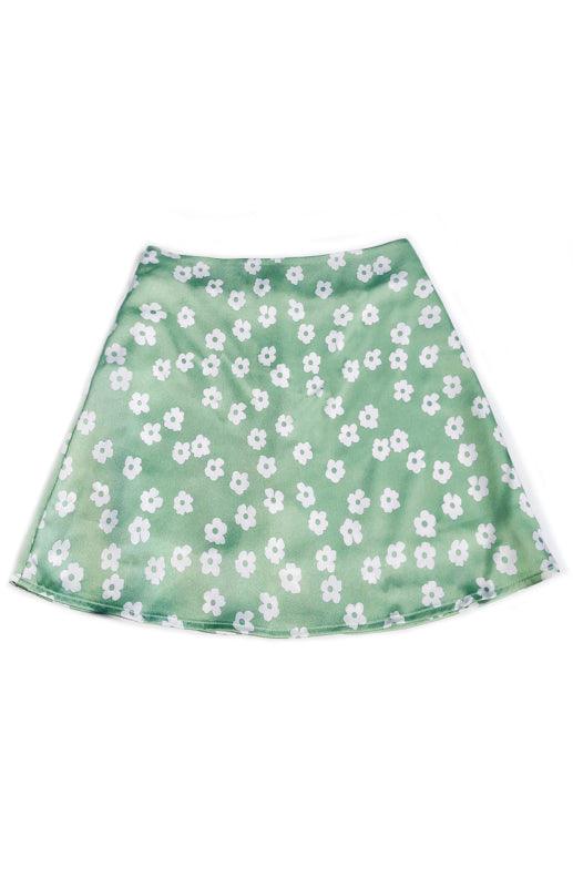 Women's High Waist Satin Printed A-Line Mini Skirt - A-Line Mini Skirt - LeStyleParfait