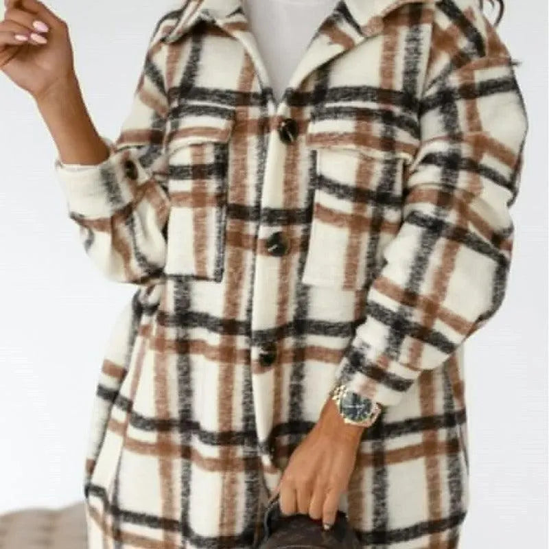 Women’s Plaid Long-Sleeved Winter Shirt - Winter Shirt - LeStyleParfait