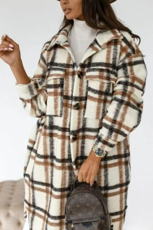 Women’s Plaid Long-Sleeved Winter Shirt - Winter Shirt - LeStyleParfait