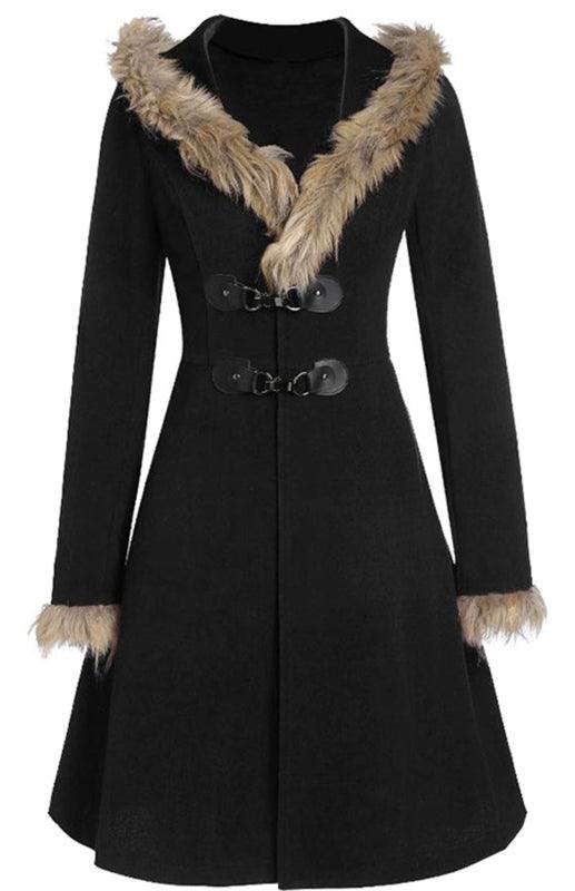 Women's Solid Color Fur Duffle Coat - Duffle Coat - LeStyleParfait