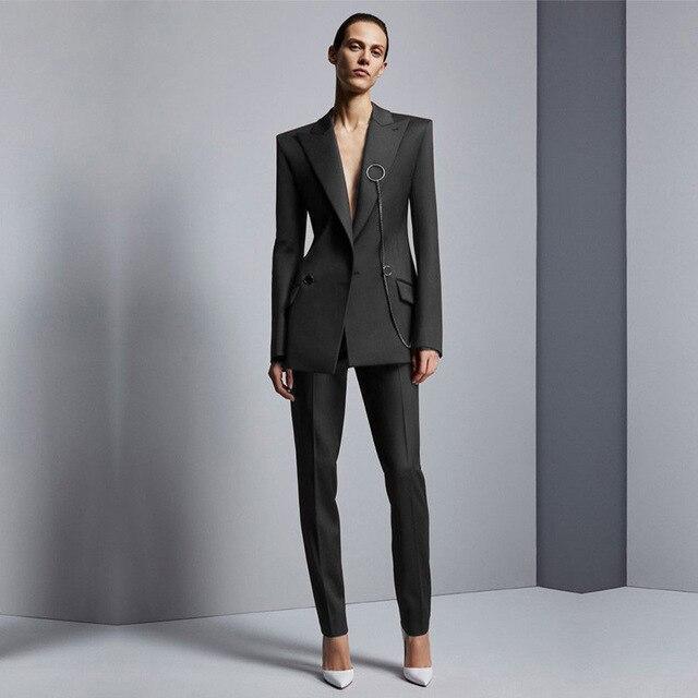 Women Tailored Formal Pantsuit - Pantsuit - LeStyleParfait