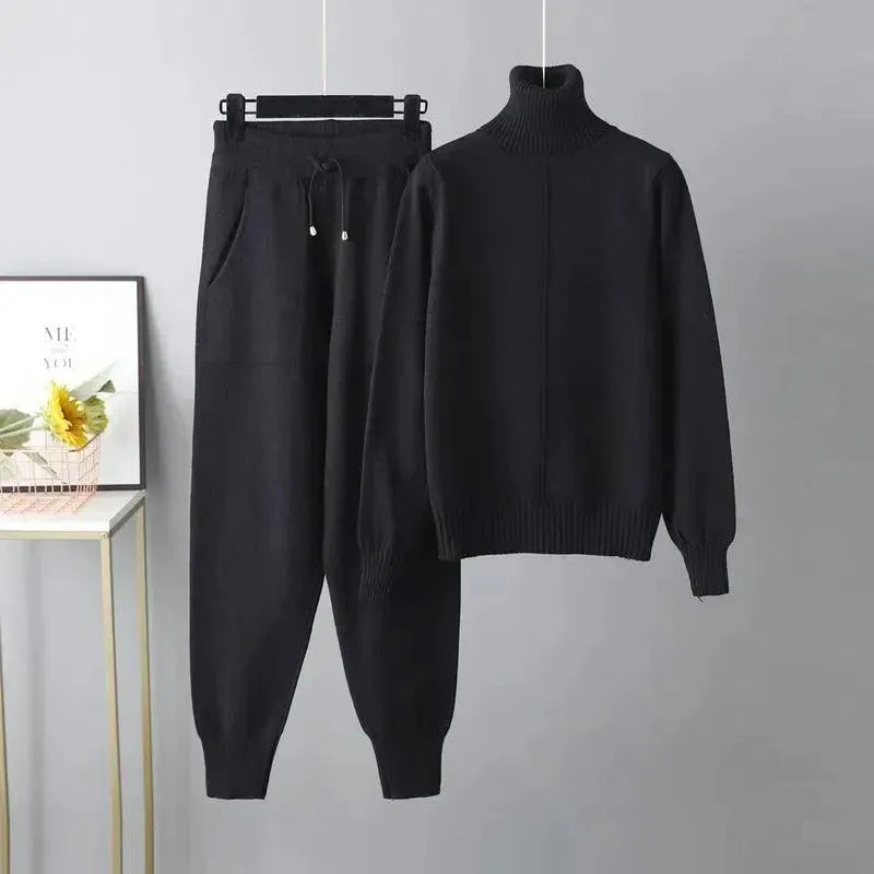 Women Turtleneck Harem Pants Sweater Set - Clothing Set - LeStyleParfait