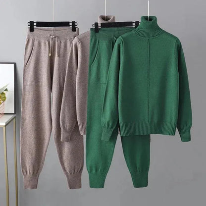 Women Turtleneck Harem Pants Sweater Set - Clothing Set - LeStyleParfait