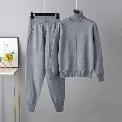 Women Turtleneck Harem Pants Sweater Set - Clothing Set - LeStyleParfait