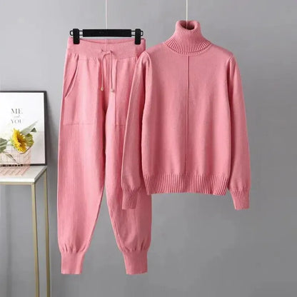 Women Turtleneck Harem Pants Sweater Set - Clothing Set - LeStyleParfait