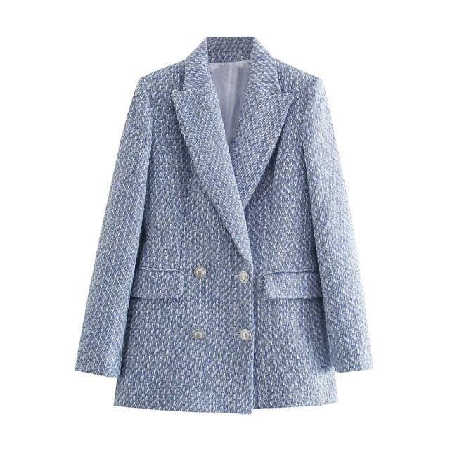 Women's Double-Breasted Tweed Blazer-women-coat-LeStyleParfait