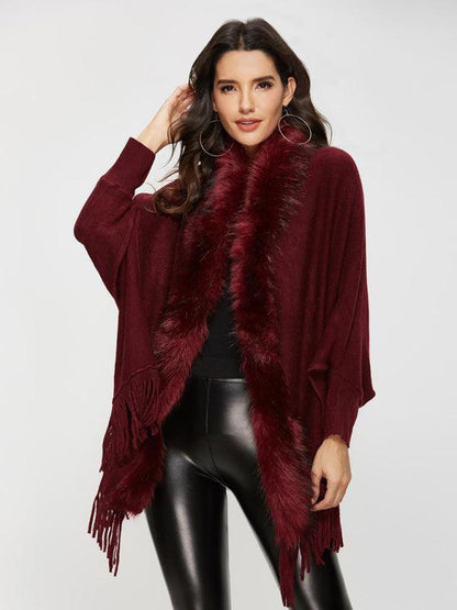 Women's Fur Collar Shawl Wool Coat-women-coat-LeStyleParfait