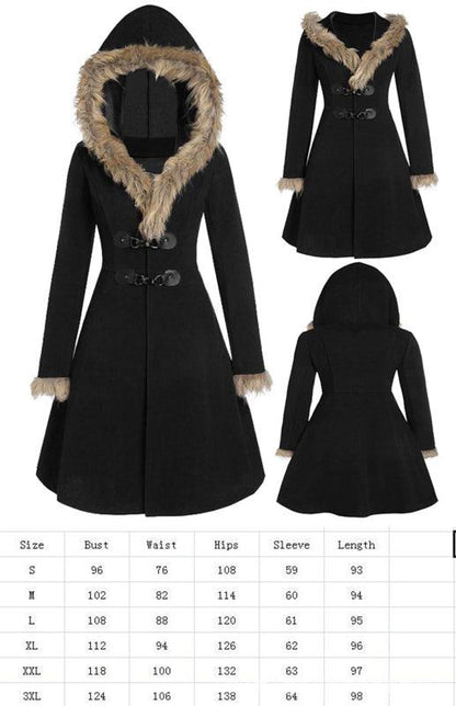 Women's Solid Color Fur Duffle Coat-women-coat-LeStyleParfait