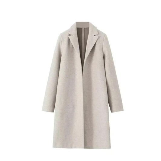 Women's Solid Long Overcoat-women-coat-LeStyleParfait