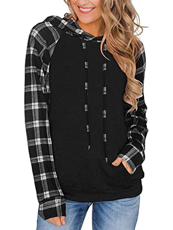 Women's Plaid Hoodie - Long Sleeve Comfort - Women Hoodie - LeStyleParfait