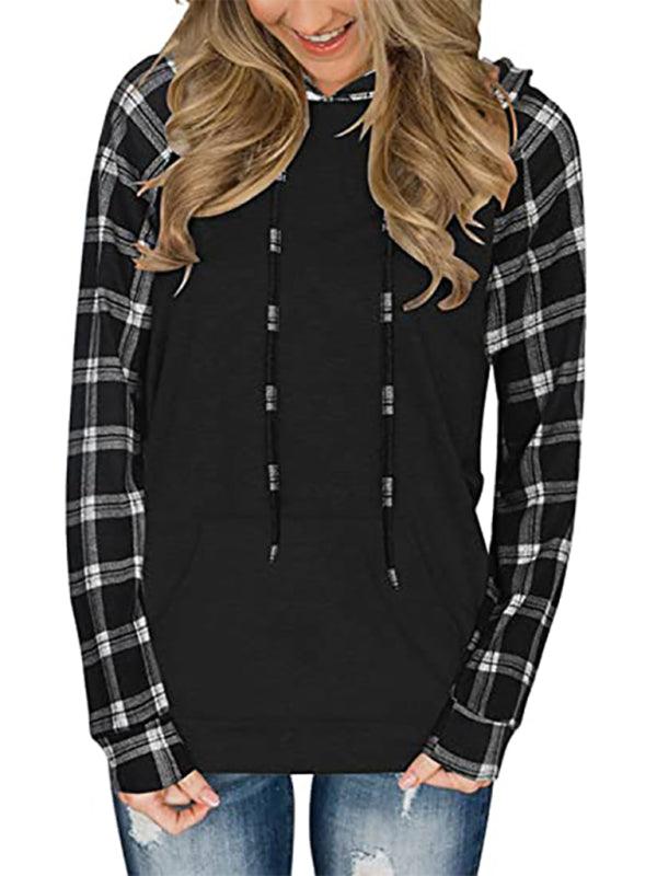 Women's Plaid Hoodie - Long Sleeve Comfort - Women Hoodie - LeStyleParfait