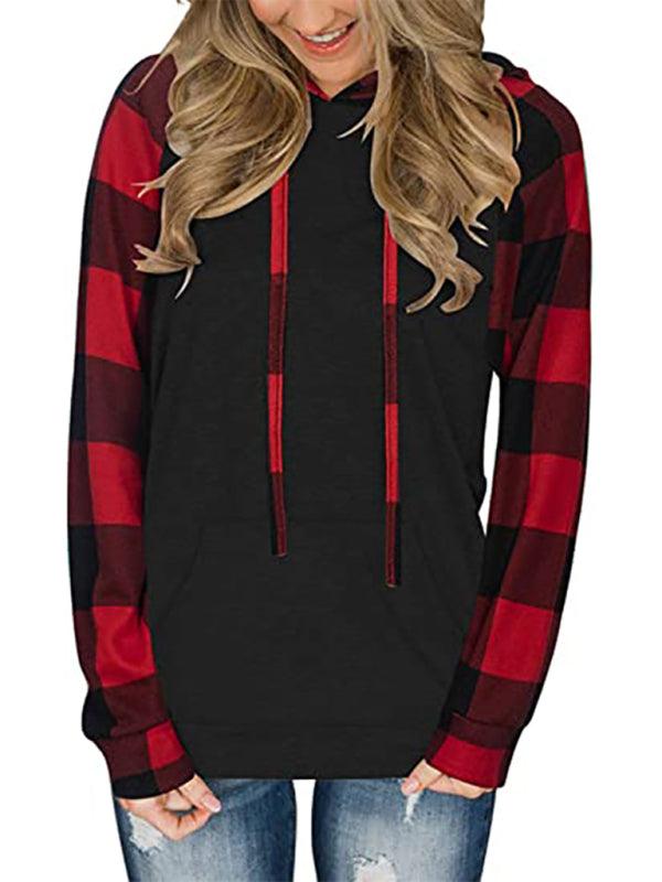 Women's Plaid Hoodie - Long Sleeve Comfort - Women Hoodie - LeStyleParfait